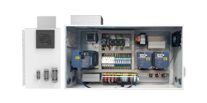 Crane electrical control panel with PLC automation and VFD frequency inverters
