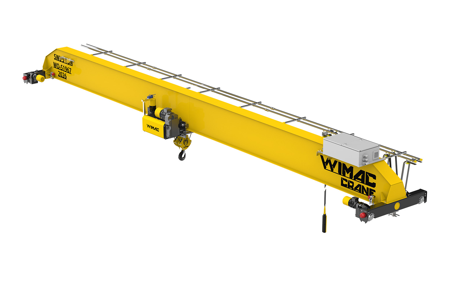 Single beam (single girder) overhead crane &mdash; component map